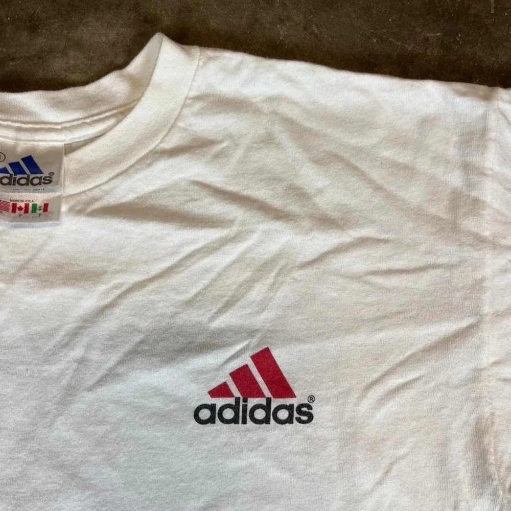 Vintage 90s Adidas white Columbia River Outrigger Tee Size men's small